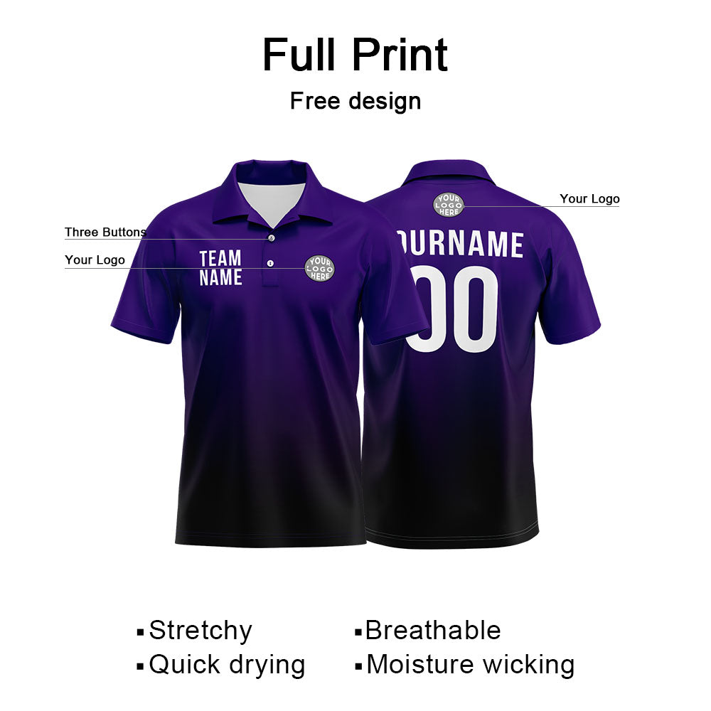 Benutzerdefinierte Lila Schwarz Fußball Polo-Shirts Fügen Sie Ihr Einzigartiges hinzu Logo/Name/Nummer