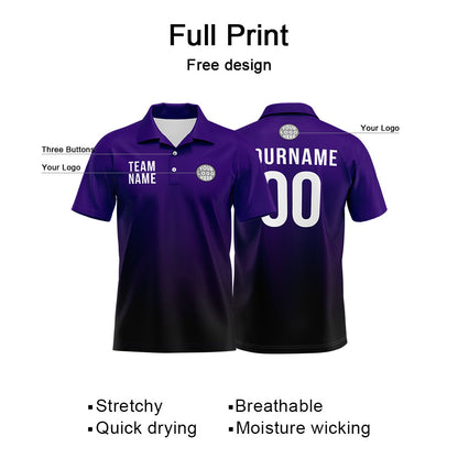 Benutzerdefinierte Lila Schwarz Fußball Polo-Shirts Fügen Sie Ihr Einzigartiges hinzu Logo/Name/Nummer
