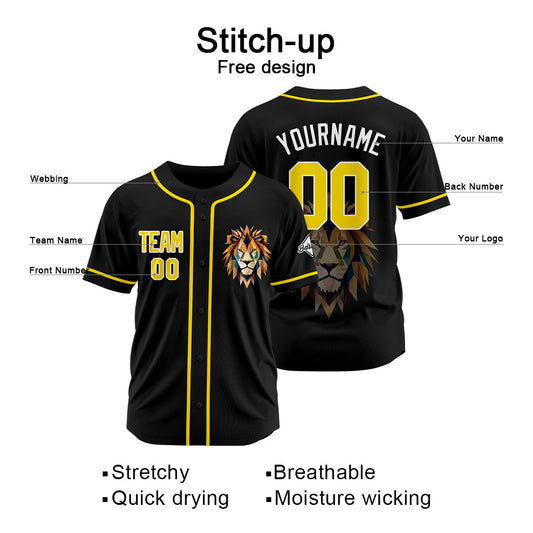 Benutzerdefinierte Baseball Jersey Personalisierte Baseball Shirt genäht und Druck Schwarz