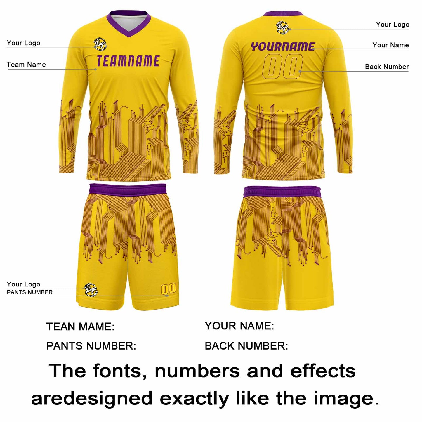 Kundenspezifisches Gelb Lila Basketball Fußball Schießen langes T-Shirt für Erwachsene und Kinder