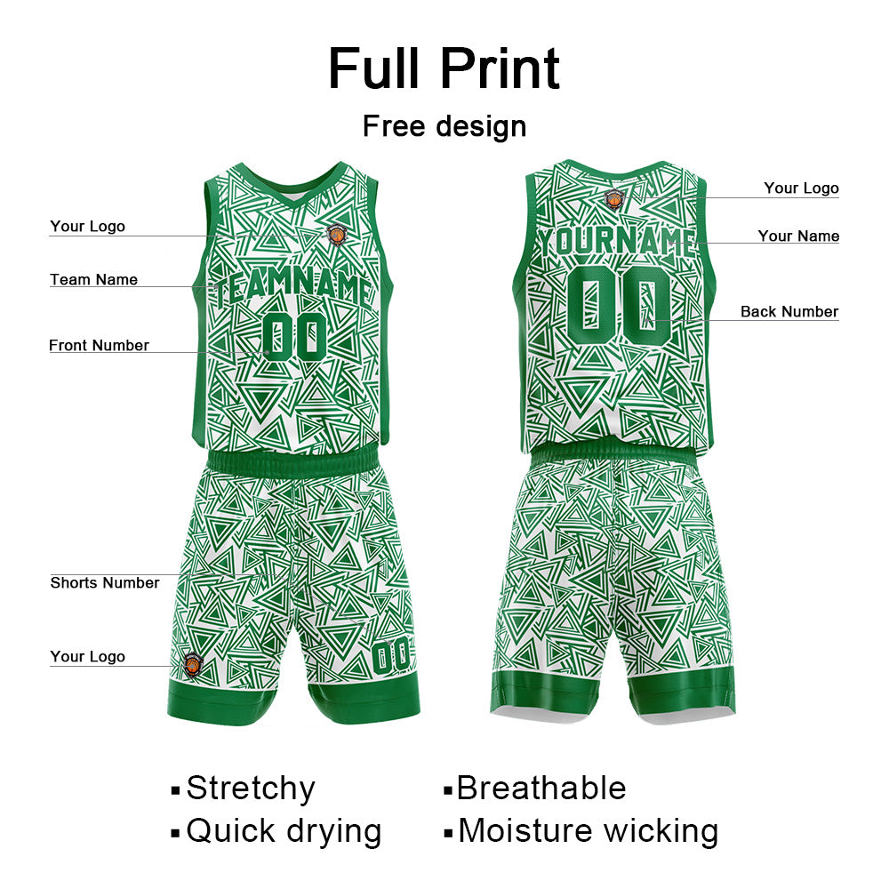 Benutzerdefinierte Grün Reversible Basketball Jersey Personalisierte Name Nummernlogo drucken