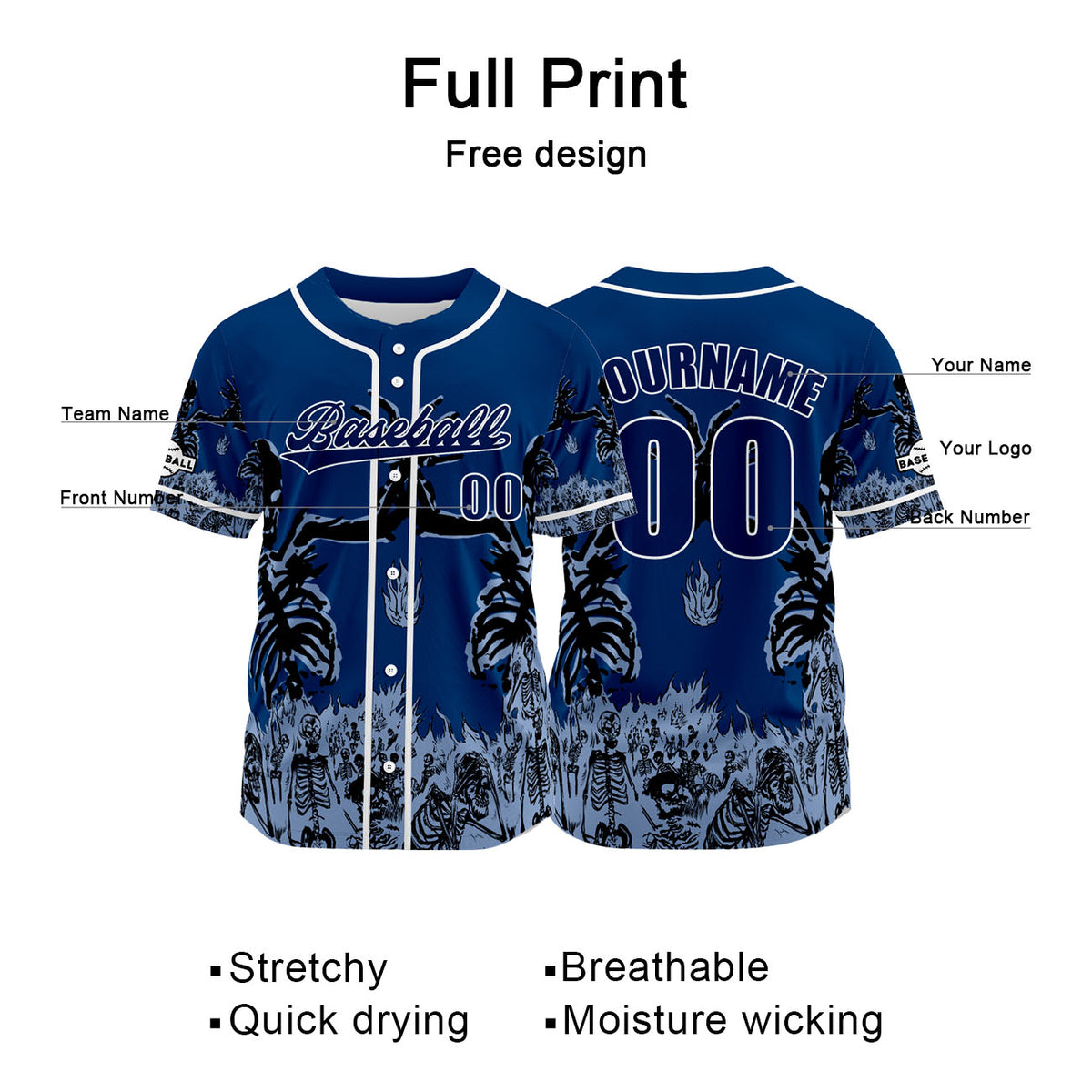 Benutzerdefiniert Blau Baseball Uniformen Drucken für Jungs Mädchen und Kinder Machen Ihr Team Mehr Vielfältig