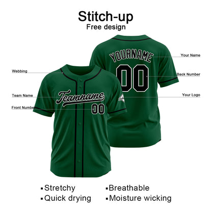 Benutzerdefinierte Authentisch Baseball-Trikot Dunkelgrün-Schwarz