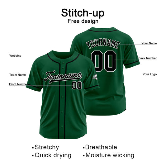 Benutzerdefinierte Authentisch Baseball-Trikot Dunkelgrün-Schwarz