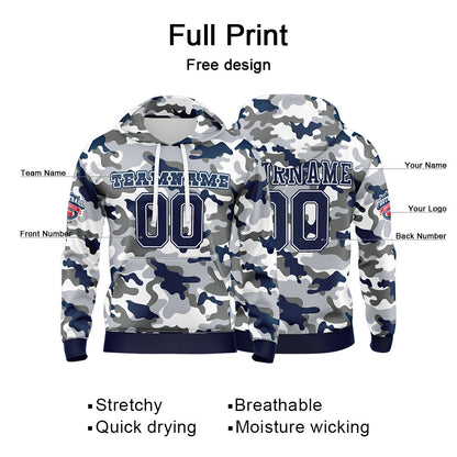 Benutzerdefinierter Sweatshirt-Hoodie für Mann, Frau, Mädchen, Junge. Drucken Sie Ihr Logo, Ihren Namen und Ihre Nummer Marinegrau