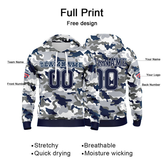 Benutzerdefinierter Sweatshirt-Hoodie für Mann, Frau, Mädchen, Junge. Drucken Sie Ihr Logo, Ihren Namen und Ihre Nummer Marinegrau
