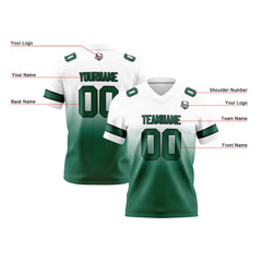 Benutzerdefinierte Weiß Grün Reversibel Genäht Fußball Trikot Personalisierte Gradient Fußball Shirts für Männer gedruckt Team Name Nummer Logo
