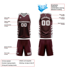 Benutzerdefinierter Braun Grau Basketball Jersey Uniform Anzug gedruckt Ihr Logo Name Nummer