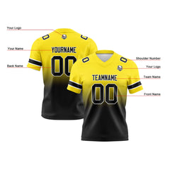 Benutzerdefinierte Gelb Schwarz Reversibel Genäht Fußball Trikot Personalisierte Gradient Fußball Shirts für Männer gedruckt Team Name Nummer Logo