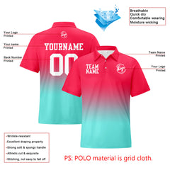 Benutzerdefinierte Lichtrosa Cyan Fußball Gradient Polo-Shirts Fügen Sie Ihr Einzigartiges hinzu Logo/Name/Nummer