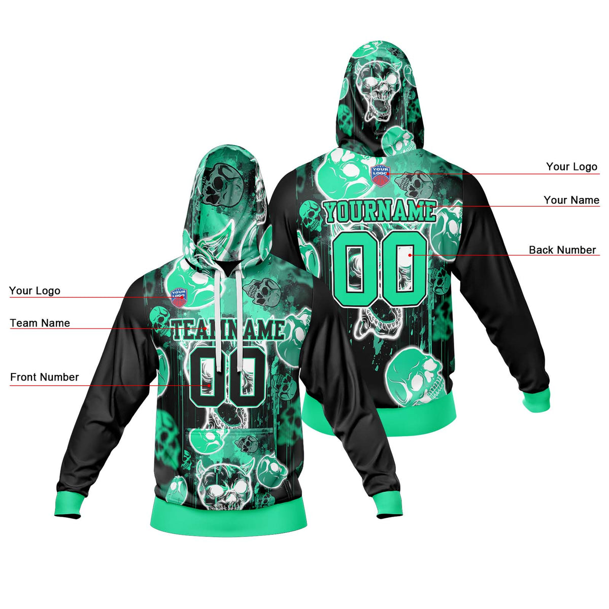Benutzerdefinierter Sweatshirt-Hoodie für Mann, Frau, Mädchen, Junge. Drucken Sie Ihr Logo, Ihren Namen und Ihre Nummer