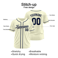 Benutzerdefinierte Authentisch Baseball-Trikot Creme-Marine