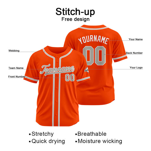 Benutzerdefinierte Authentisch Baseball-Trikot Orange Netz