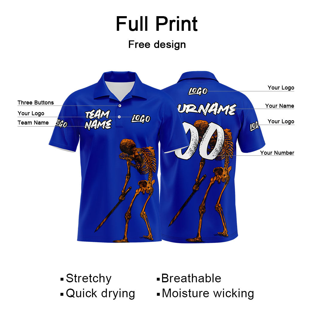 Benutzerdefiniert Polo Hemden und Personalisieren T-Shirts für Männer, Frauen und Kinder Hinzufügen Ihr Einzigartig Logo und Text Blau
