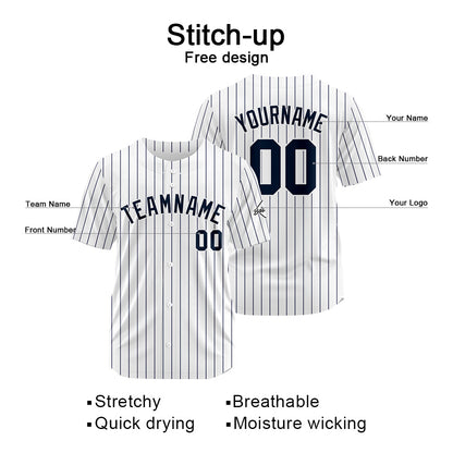 Benutzerdefinierte Authentisch Baseball-Trikot Weiß-Marine
