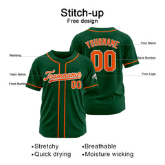 Benutzerdefinierte Authentisch Baseball-Trikot Dunkelgrün-Orange