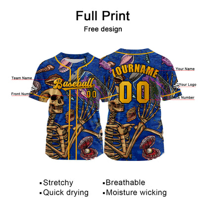 Benutzerdefiniert Blau Gelb Baseball Uniformen Drucken für Jungs Mädchen und Kinder Machen Ihr Team Mehr Vielfältig