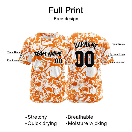 Benutzerdefinierte Baseball Jersey Personalisierte Baseball Shirt genäht und Druck Orange&Weiß