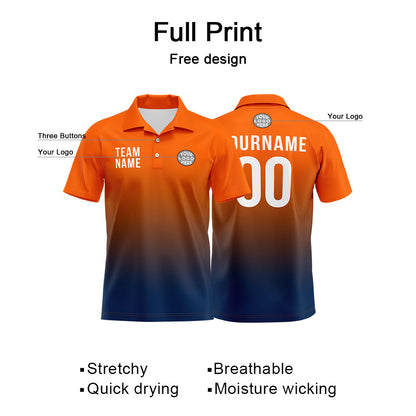 Benutzerdefinierte Orange Marine Fußball Polo-Shirts Fügen Sie Ihr Einzigartiges hinzu Logo/Name/Nummer