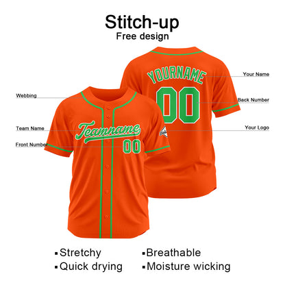 Benutzerdefinierte Authentisch Baseball-Trikot Orange-Green