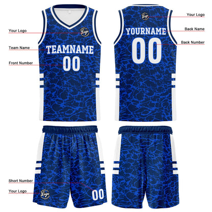 Benutzerdefinierte Royal Reversible Basketball Jersey Personalisierte Print Name Nummer Logo
