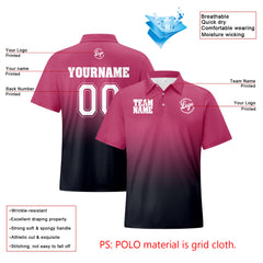 Benutzerdefinierte Rosa Grau Fußball Gradient Polo-Shirts Fügen Sie Ihr Einzigartiges hinzu Logo/Name/Nummer
