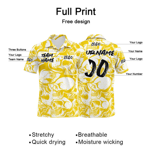 Benutzerdefiniert Polo Hemden und Personalisieren T-Shirts für Männer, Frauen und Kinder Hinzufügen Ihr Einzigartig Logo und Text Gelb&Weiß