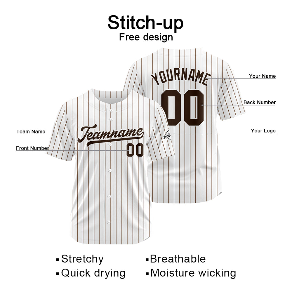 Benutzerdefinierte Authentisch Baseball-Trikot Weiss-braun
