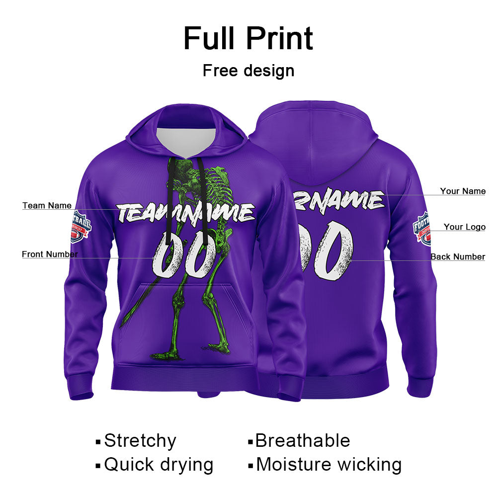Benutzerdefinierter Sweatshirt-Hoodie für Mann, Frau, Mädchen, Junge. Drucken Sie Ihr Logo, Ihren Namen und Ihre Nummer Lila