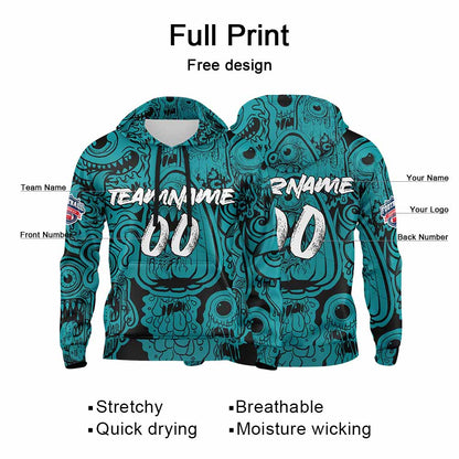 Benutzerdefinierter Sweatshirt-Hoodie für Mann, Frau, Mädchen, Junge. Drucken Sie Ihr Logo, Ihren Namen und Ihre Nummer Mitternachtsgrün