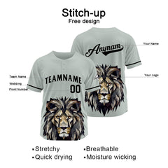 Benutzerdefinierte Baseball Jersey Personalisierte Baseball Shirt genäht und Druck Grau