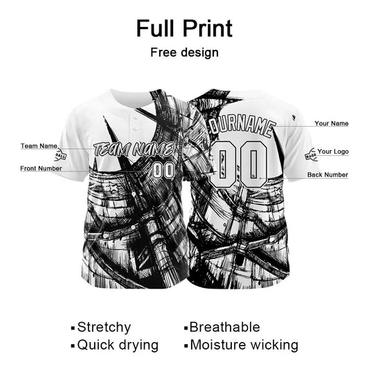 Benutzerdefinierte Baseball Jersey Personalisierte Baseball Shirt genäht und Druck Weiß