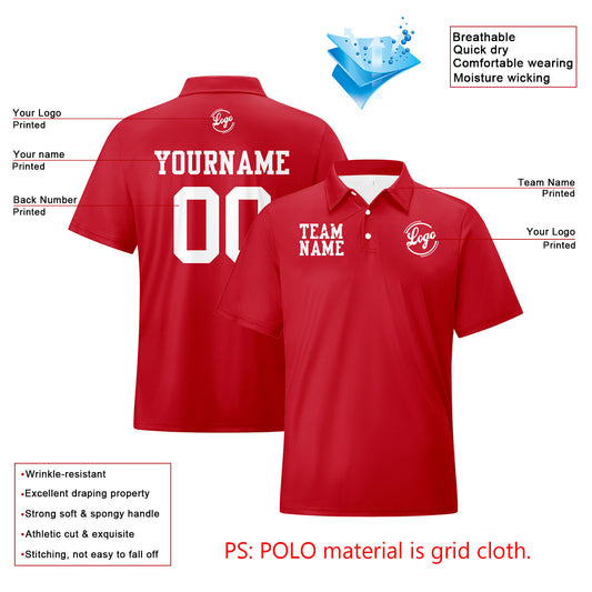 Benutzerdefinierte Rot Weiß Fußball Polo-Shirts Fügen Sie Ihr Einzigartiges hinzu Logo/Name/Nummer