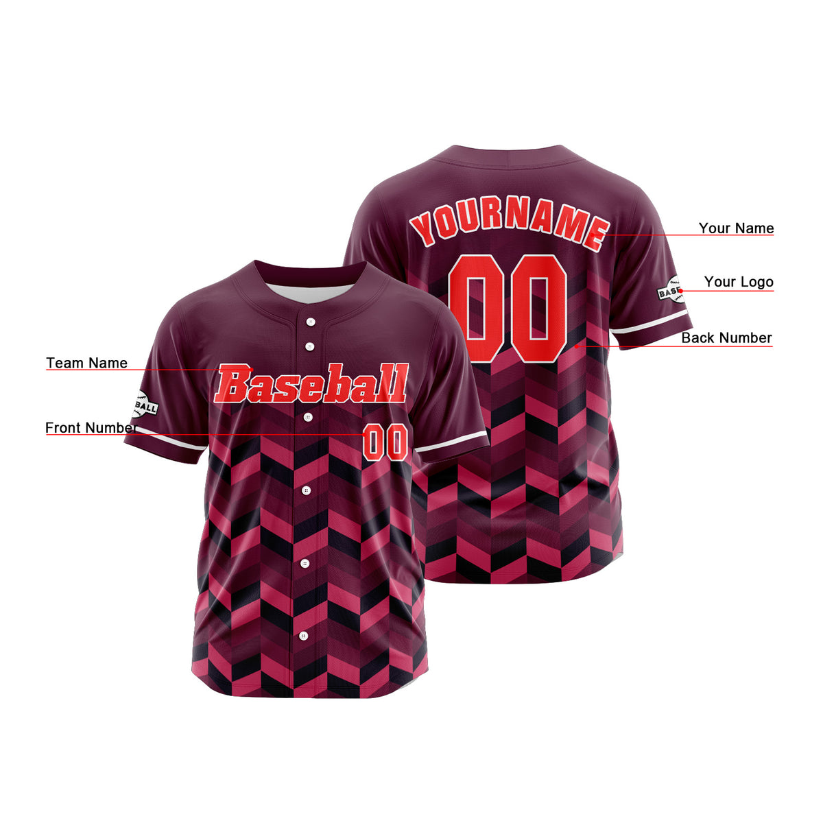 Benutzerdefiniert Rot Baseball Uniformen Drucken für Jungs Mädchen und Kinder Machen Ihr Team Mehr Vielfältig