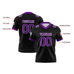 Benutzerdefinierte Schwarz Lila Fußball Trikots Personalisierter Name Nummer Logo