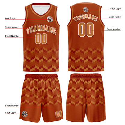 Benutzerdefinierter Verbrennt Orange Basketball Jersey Uniform Anzug gedruckt Ihr Logo Name Nummer