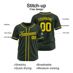 Benutzerdefinierte Authentisch Baseball-Trikot Dunkelgrau-Gelb