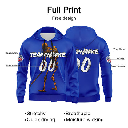 Benutzerdefinierter Sweatshirt-Hoodie für Mann, Frau, Mädchen, Junge. Drucken Sie Ihr Logo, Ihren Namen und Ihre Nummer Blau