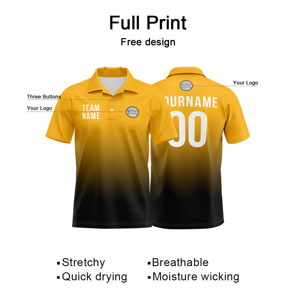 Benutzerdefinierte Gelb Schwarz Fußball Polo-Shirts Fügen Sie Ihr Einzigartiges hinzu Logo/Name/Nummer
