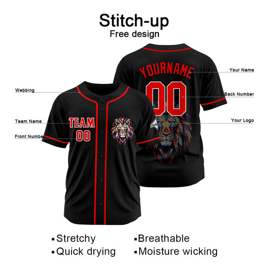 Benutzerdefinierte Baseball Jersey Personalisierte Baseball Shirt genäht und Druck Schwarz