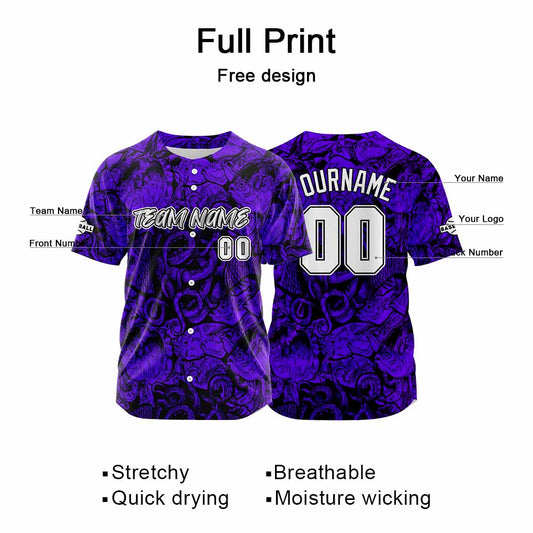 Benutzerdefinierte Baseball Jersey Personalisierte Baseball Shirt genäht und Druck Lila