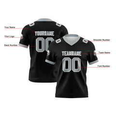 Benutzerdefinierte Schwarz Grau Fußball Trikots Personalisierter Name Nummer Logo