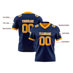 Benutzerdefinierte Marine Orange Gelb Reversibel Genäht Fußball Trikot Personalisierte Fußball Shirts für Männer gedruckt Team Name Nummer Logo