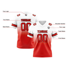 Benutzerdefinierte Weiß & Rot Gradient Fußball Trikots Personalisierter Name Nummer Logo