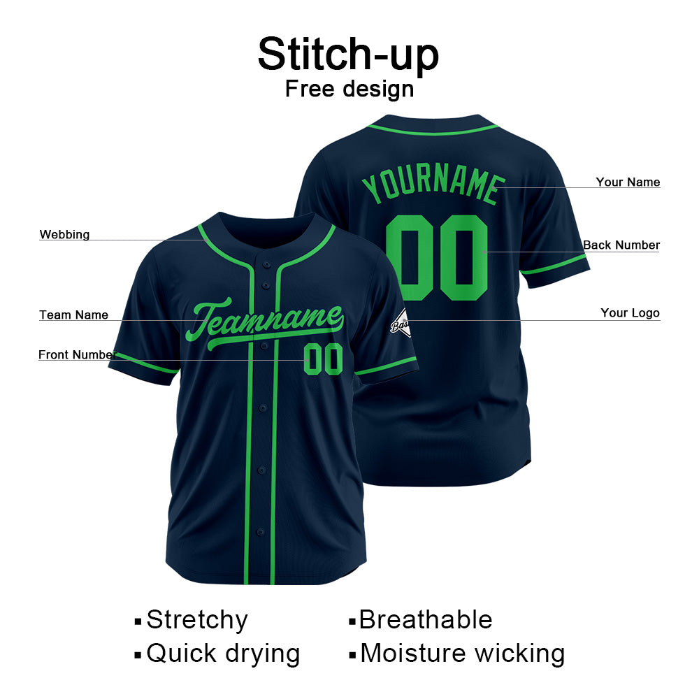 Benutzerdefinierte Authentisch Baseball-Trikot Marine-Grün