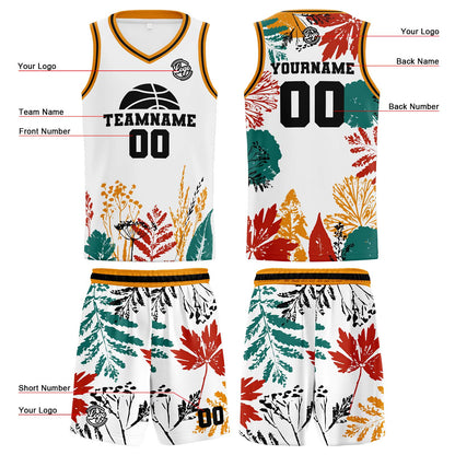 Benutzerdefinierte Weiß Orange Reversible Basketball Jersey Personalisierte Print Name Nummer Logo