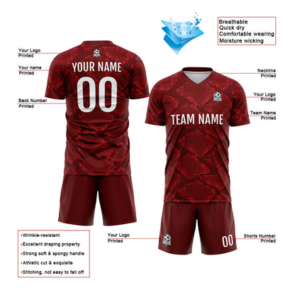 Benutzerdefinierte Dunkelrot Fußball Trikots für Männer Frauen Personalisierte Fußball Uniformen für Erwachsene und Kind