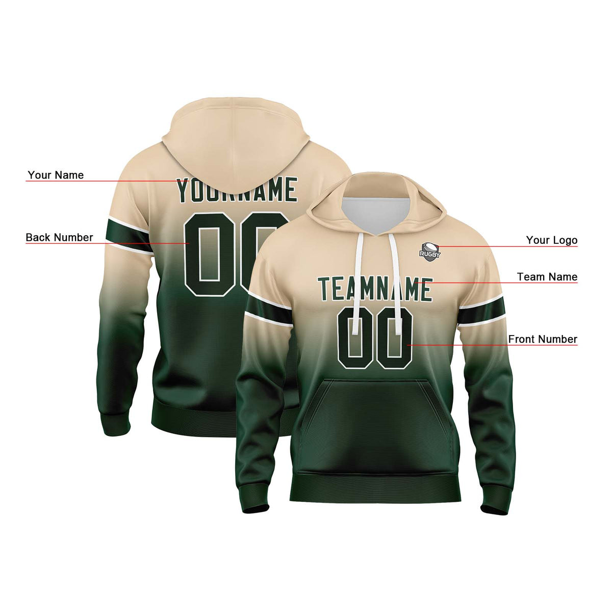 Benutzerdefinierter Verlauf Sweatshirt-Hoodie für Mann, Frau, Mädchen, Junge. Drucken Sie Ihr Logo, Ihren Namen und Ihre Nummer ﻿