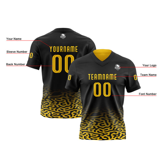 Benutzerdefinierte Schwarz Gelb Reversibel Fußball Trikot Personalisierte Gradient Fußball Shirts für Männer gedruckt Team Name Nummer Logo