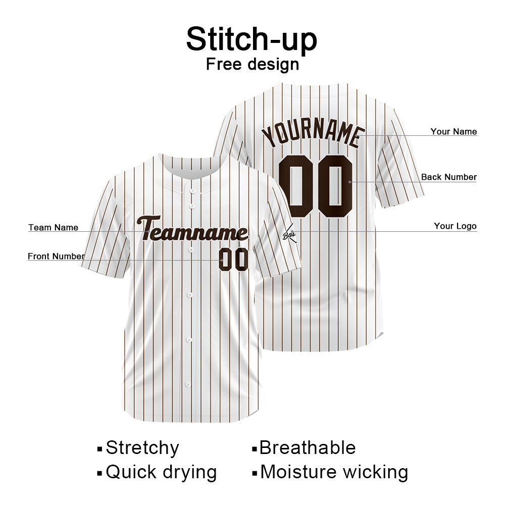 Benutzerdefinierte Authentisch Baseball-Trikot Weiss-braun